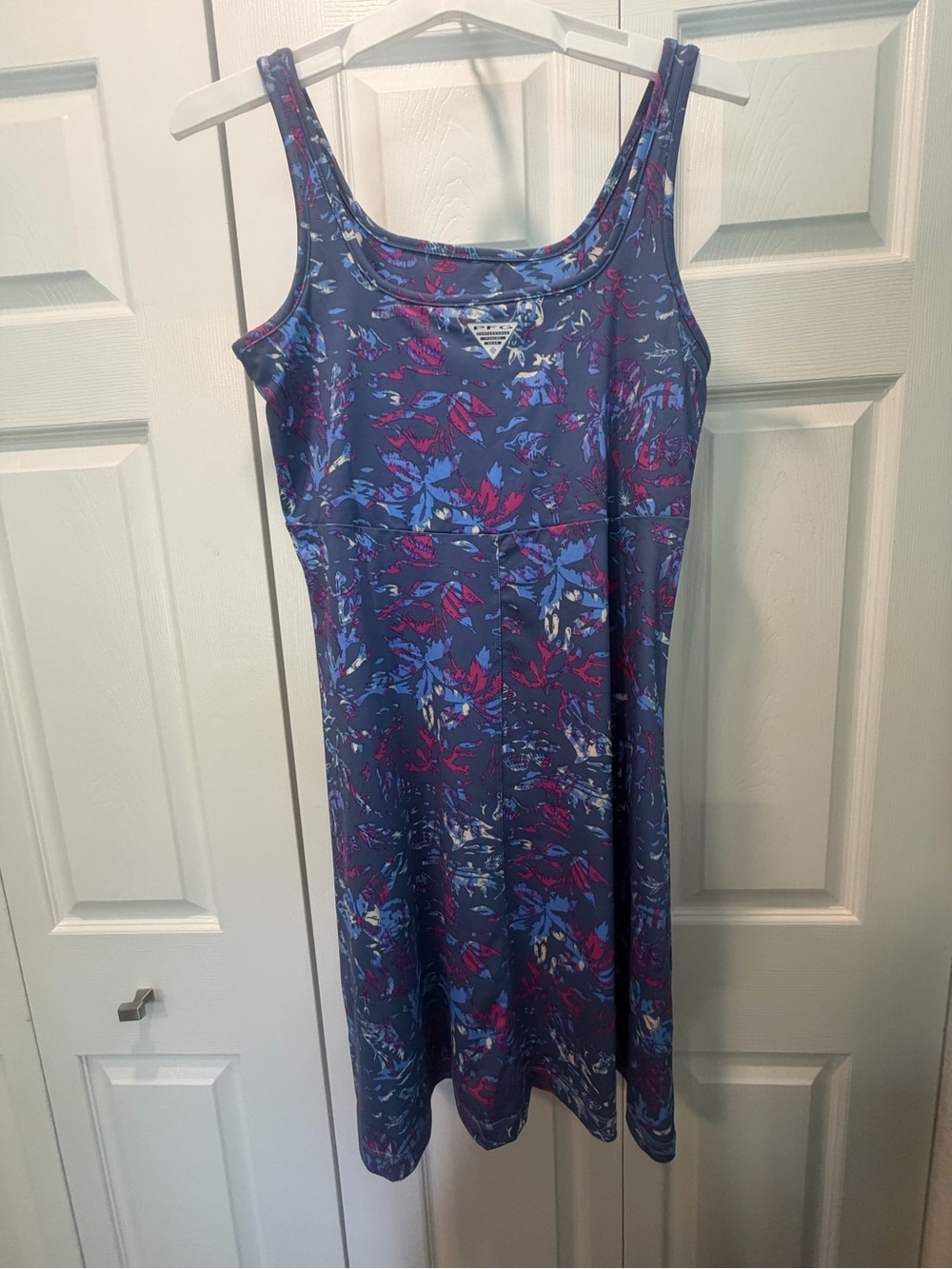 Columbia Blue Floral Tank Midi Dress